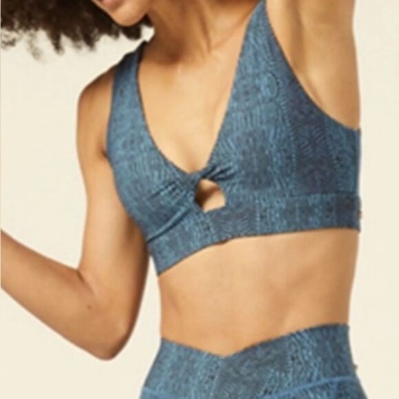 L*Space Active Women’s L Do The Twist Sports Bra Teal Blue Croc Print Padded New - Picture 9 of 10